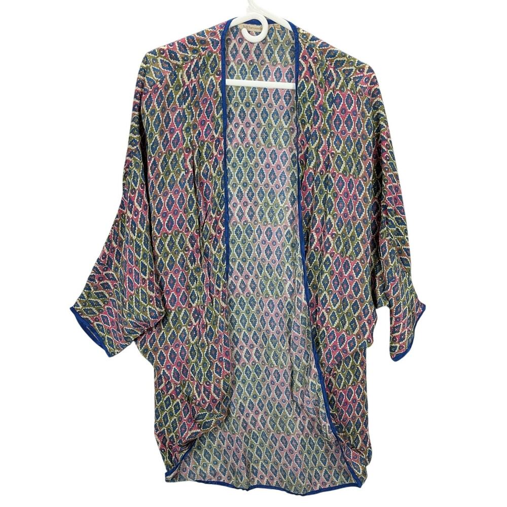 Soft Surroundings Kimono Cardigan Womens L/XL Multicolor Dolman Open Front Boho